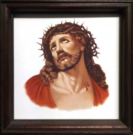 obrázek_Ježíš_keramika v dřevěném rámečku_16,5x16,5cm_230,-